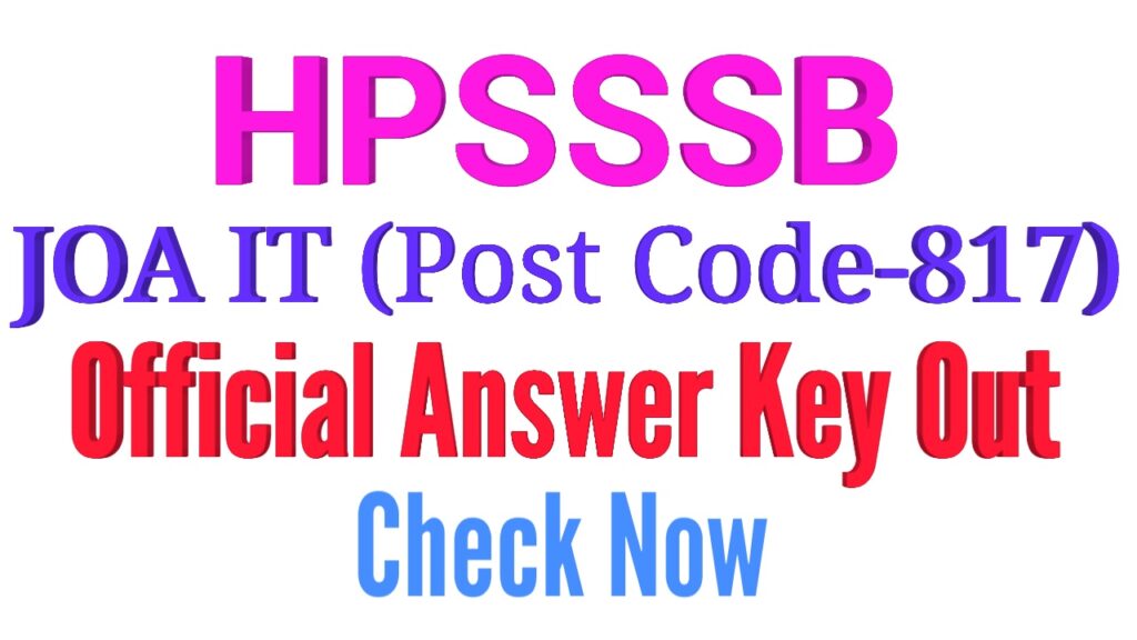 HPSSSB JOA IT Official Answer Key Out