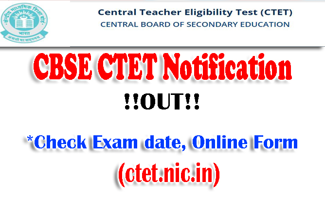 CBSE CTET Notificaiton Application form