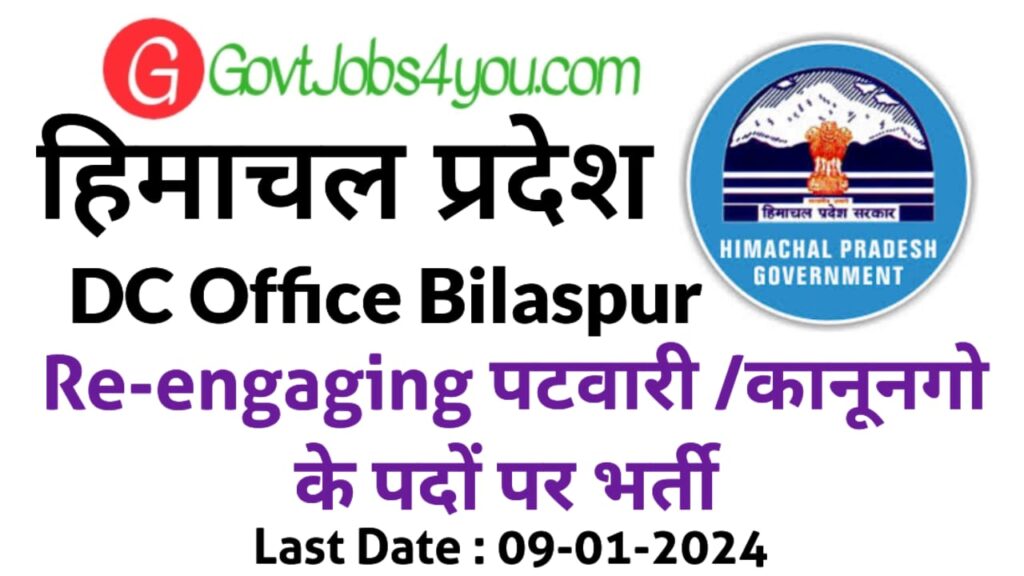 DC Office Bilaspur Re-engaging Patwari/Kanungo Recruitment 2024
