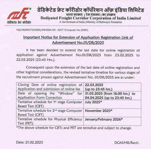 DFCCIL MTS Recruitment 2025