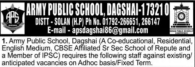 APS Dagshai Solan Recruitment 2025 Apply for 26 Teaching & Non Teaching Posts 3 APS Dagshai Solan Recruitment 2025