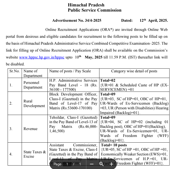 HPPSC Shimla HPAS Recruitment 2025 Apply Online for 30 Posts 3 HPPSC Shimla HPAS Recruitment 2025
