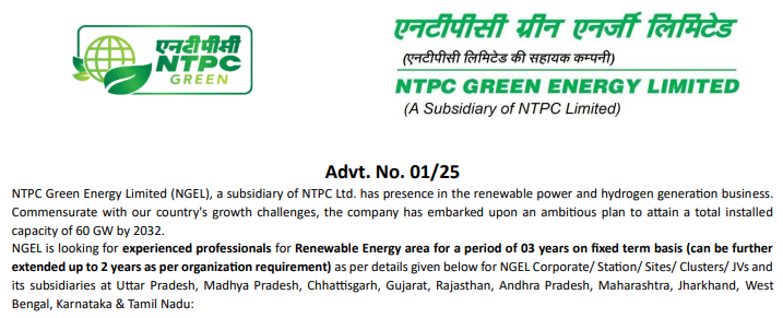 NTPC Green Energy Recruitment 2025 Apply online for 182 Posts 3 NTPC Green Energy Recruitment 2025