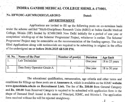 IGMC Shimla Recruitment 2025 Apply for Data Entry Operator & Other Posts 3 image 31