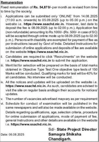 SSA Chandigarh TGT Recruitment 2025 Apply online for 104 Posts 4 image 4