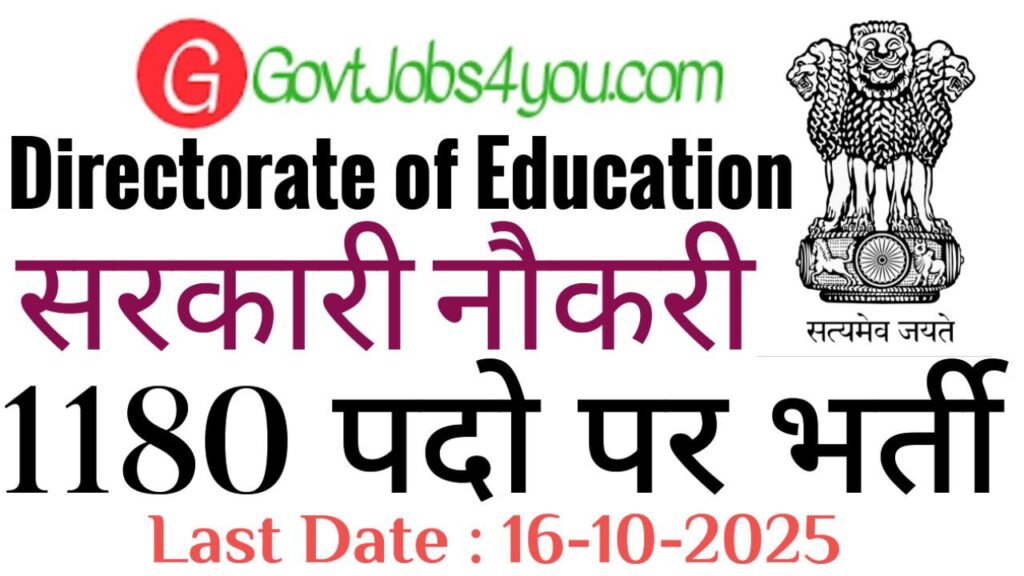 Directorate of Education PRT Recruitment 2025
