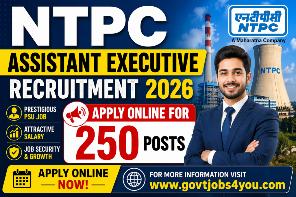 NTPC Assistant Executive Recruitment 2026 Apply online for 250 Posts