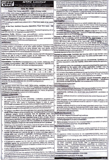 NTPC Assistant Executive Recruitment 2026