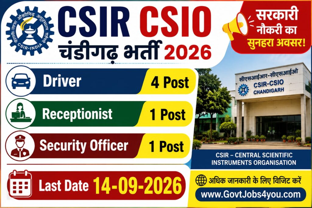 CSIR CSIO Chandigarh Recruitment 2026
