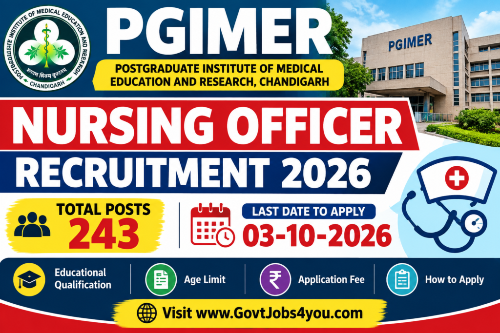 PGIMER Nursing Officer Recruitment 2026